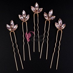 Ac metalic pentru par ACM030EE Bronz cu cristale din sticla Pink